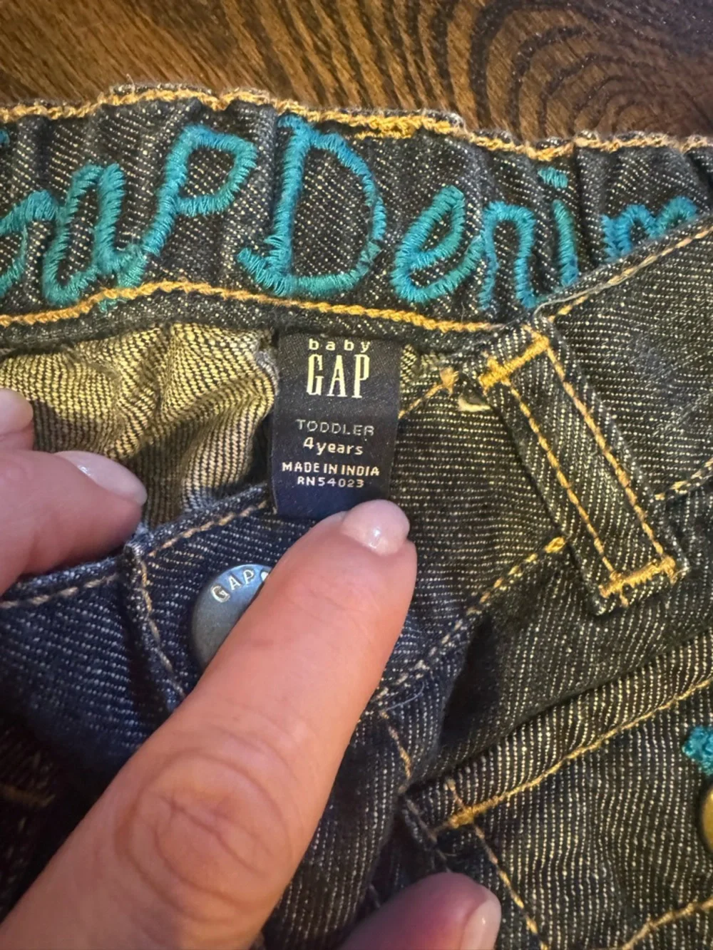 GAP Dark Blue Wide-Leg Jeans with Orange & Teal Floral Embroidery
